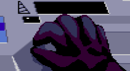 Teri's right hand holding the mech's speed stick in the fast position.